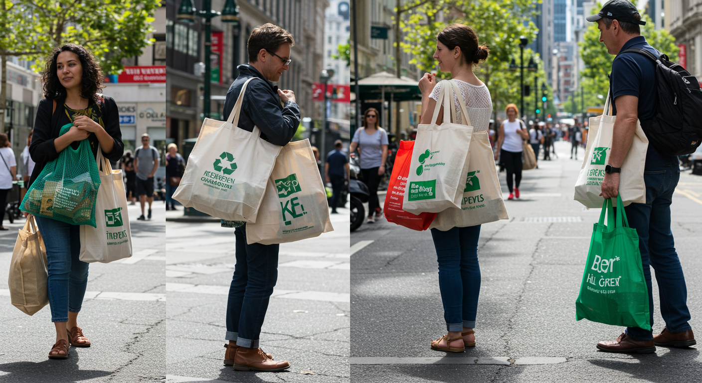 sustainable lifestyle with reusable shopping bags