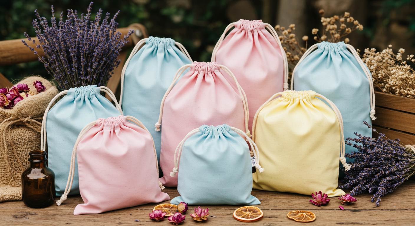 eco-friendly cotton drawstring gift bags