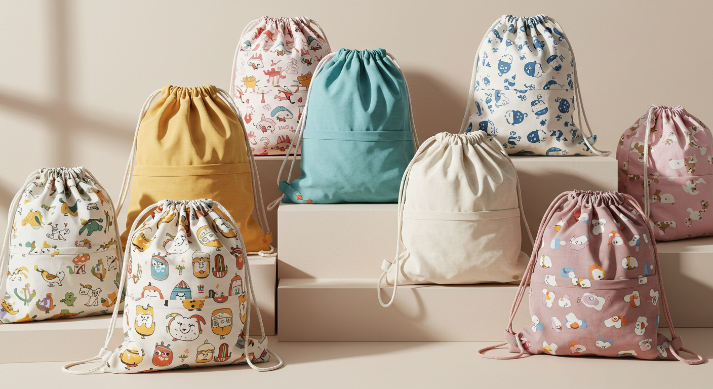 cotton drawstring backpacks for kids