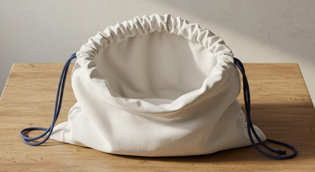 reusable cotton laundry bag with drawstring