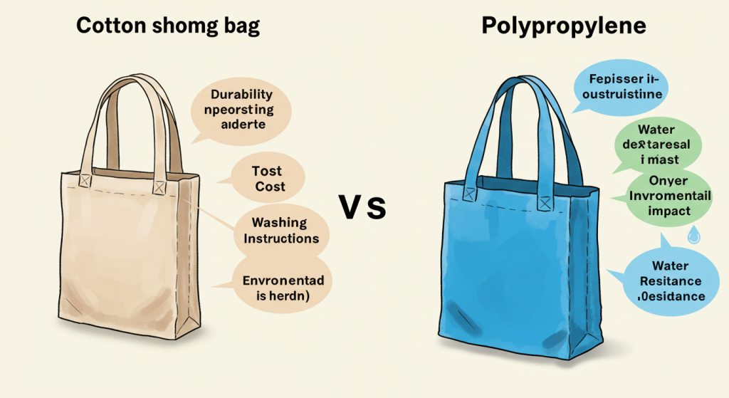 cotton vs polypropylene reusable bags comparison