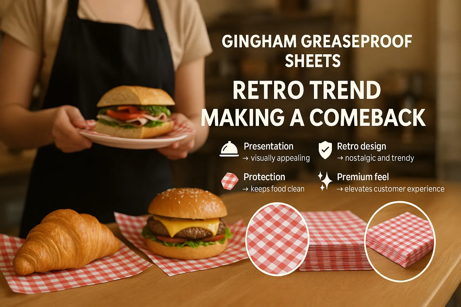 Gingham fedtsugende papirark